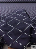 2-Ply Woven Diamond Novelty Denim - Navy Blue / White