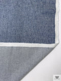 Italian Denim-Look Stretch Linen Blend with Shimmery Lurex Fibers - Blue / Off-White / Silver