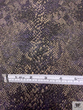Snakeskin Metallic Printed Stretch Denim - Purple / Black / Antique Gold