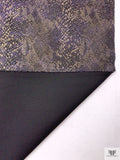 Snakeskin Metallic Printed Stretch Denim - Purple / Black / Antique Gold