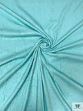 Italian Crinkled Gloss-Stamped Denim with Stretch - Aqua
