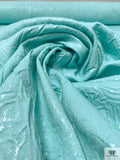 Italian Crinkled Gloss-Stamped Denim with Stretch - Aqua