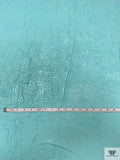 Italian Crinkled Gloss-Stamped Denim with Stretch - Aqua