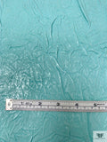 Italian Crinkled Gloss-Stamped Denim with Stretch - Aqua