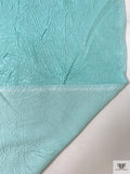 Italian Crinkled Gloss-Stamped Denim with Stretch - Aqua