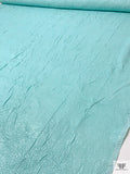 Italian Crinkled Gloss-Stamped Denim with Stretch - Aqua