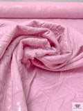 Italian Crinkled Gloss-Stamped Denim with Stretch - Pearl Pink