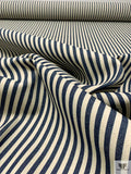 Vertical Striped Woven Denim - Navy / Sand