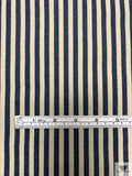 Vertical Striped Woven Denim - Navy / Sand