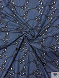 Vine Floral Embroidered Eyelet Denim - Navy / Black