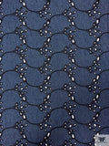 Vine Floral Embroidered Eyelet Denim - Navy / Black