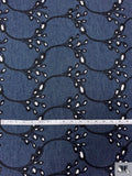 Vine Floral Embroidered Eyelet Denim - Navy / Black