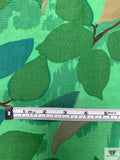 Leaf Branch Printed Cotton Canvas - Greens / Yellow / Blue
