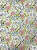 Italian Floral Printed Stretch Denim - Lime / Peach / Sage / Off-White