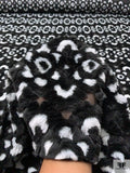 Geometric Cutout Faux Fur - Black / White