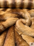 Natural Striped Faux Fur - Brown / Golden Tan