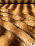 Natural Striped Faux Fur - Brown / Golden Tan