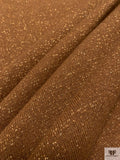Italian Lightweight Wool Sweater Knit with Lurex Fibers - Saddle Brown / Gold