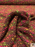 Italian Bouclé-Style Tweed Sweater Knit - Burgundy / Green / Magenta / Ochre / Deep Coral