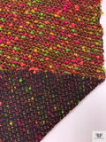 Italian Bouclé-Style Tweed Sweater Knit - Burgundy / Green / Magenta / Ochre / Deep Coral