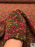 Italian Bouclé-Style Tweed Sweater Knit - Burgundy / Green / Magenta / Ochre / Deep Coral