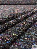 Italian Bouclé-Style Tweed Sweater Knit - Earthy Green / Black / Multicolor