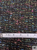 Italian Bouclé-Style Tweed Sweater Knit - Earthy Green / Black / Multicolor