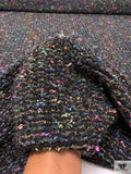 Italian Bouclé-Style Tweed Sweater Knit - Earthy Green / Black / Multicolor
