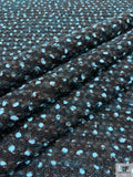 Italian Bouclé-Style Tweed Sweater Knit - Aqua / Black