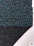Italian Bouclé-Style Tweed Sweater Knit - Aqua / Black