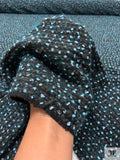 Italian Bouclé-Style Tweed Sweater Knit - Aqua / Black