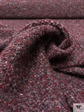 Italian Bouclé-Style Tweed Sweater Knit with Lurex Fibers - Claret / Grey / White