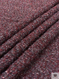 Italian Bouclé-Style Tweed Sweater Knit with Lurex Fibers - Claret / Grey / White