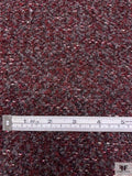 Italian Bouclé-Style Tweed Sweater Knit with Lurex Fibers - Claret / Grey / White