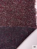 Italian Bouclé-Style Tweed Sweater Knit with Lurex Fibers - Claret / Grey / White