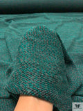 Tweed-Like Sweater Knit - Emerald Green / Grey / Black