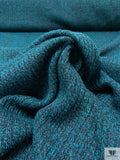 French Ribbed Sweater Knit with Lurex Fibers - Teal / Navy
