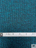 French Ribbed Sweater Knit with Lurex Fibers - Teal / Navy