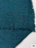 French Ribbed Sweater Knit with Lurex Fibers - Teal / Navy