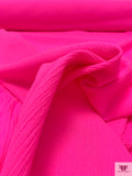 Italian Lightweight Crinkled Wool Crepe - Highlighter Pink