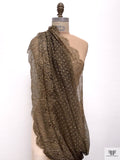 Double Border French Chantilly Lace - Antique Tan / Brown