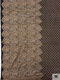 Double Border French Chantilly Lace - Antique Tan / Brown