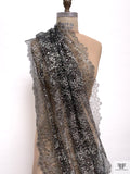 Double Scalloped Floral Metallic French Chantilly Lace - Silver / Black