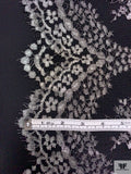 Single Scalloped Floral Metallic French Chantilly Lace - Silver / Black