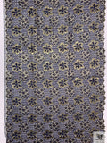 Double Scalloped Floral Metallic French Chantilly Lace - Gold / Navy Blue