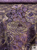 Double Scalloped Floral Metallic French Chantilly Lace - Metallic Purple / Gold