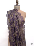 Double Scalloped Floral Metallic French Chantilly Lace - Metallic Purple / Gold