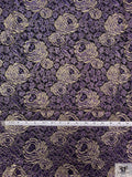 Double Scalloped Floral Metallic French Chantilly Lace - Metallic Purple / Gold
