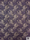 Double Scalloped Floral Metallic French Chantilly Lace - Metallic Purple / Gold