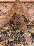 Double Scalloped Floral French Chantilly Lace - Golden Poppy / Blush Nude
